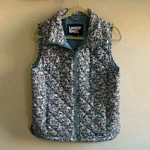 Lands End Floral Quilted Vest